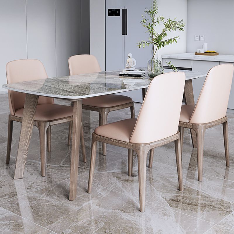 Scandinavian Style Rectangular Sintered Stone Table Brown Legs Dining Table with Wood Base Clearhalo 'Dining Room Sets' 'Dining Tables & Seating' 'dining_room_set' 'Furniture' 'furniture_dining_room_set' 'Kitchen & Dining Furniture' 'kitchen&dining_furn' 'kitchen' 1200x1200_9e9a8a0f-5c5b-4f89-a7ab-afd8bf61df1f