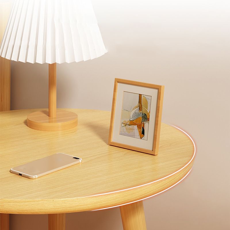 Ronde moderne nachtkastimitatie hout open opslag nachttafel met benen