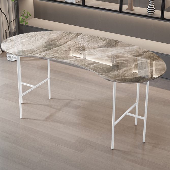 Escritorio de escritura curva glamorosa escritorio de oficina de piedra casera con patas de metal