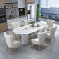 Oval White Base Dining Table Modern Stone Tripod Iron base Table Clearhalo 'Dining Tables & Seating' 'Dining Tables' 'dining_table' 'furn' 'furn_dining_table' 'Furniture' 'furniture_dining_table' 'Kitchen & Dining Furniture' 'kitchen' 'kitchen_dining_table' 1200x1200_9e9e1dbe-708e-49cd-aa4a-c83ac4a6a253