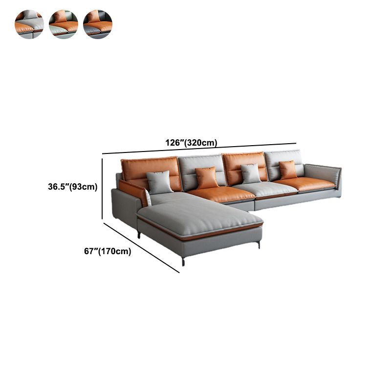 36.61 " H Faux Leather Pillow Top Arm Sofa & Chaise for Living Room Clearhalo 'furn' 'furn_sectionals' 'Furniture' 'Living Room Furniture' 'Sectionals' 1200x1200_9e9e887a-81f4-46e4-9326-35494d477b45