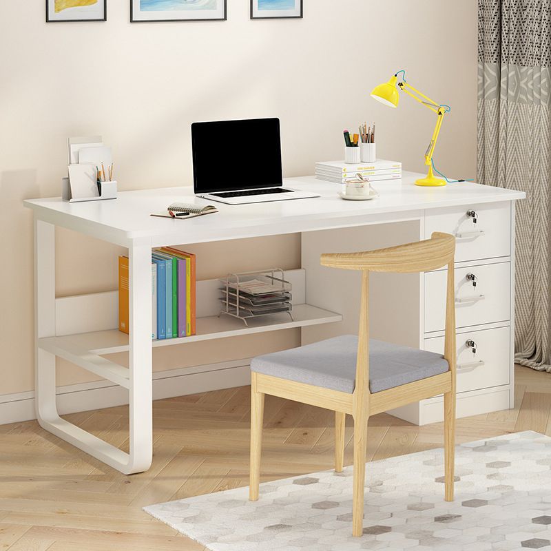 3 Schubladen zeitgenössischer Büro Schreibtisch Rechteckige antike Finish Computertisch