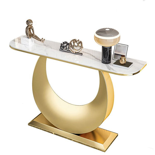 Glam Stone Accent Table Scratch Resistant Sofa Console Table for Hall