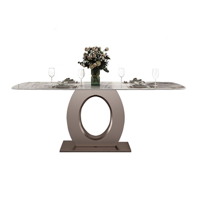 Luxury Sintered Stone Top Table Rectangle Indoor Table with Gold Metal Pedestal Clearhalo 'Dining Tables & Seating' 'Dining Tables' 'dining_table' 'furn' 'furn_dining_table' 'Furniture' 'furniture_dining_table' 'Kitchen & Dining Furniture' 'kitchen' 'kitchen_dining_table' 1200x1200_9ea11f32-80fe-45aa-ab05-b98c73d425ea