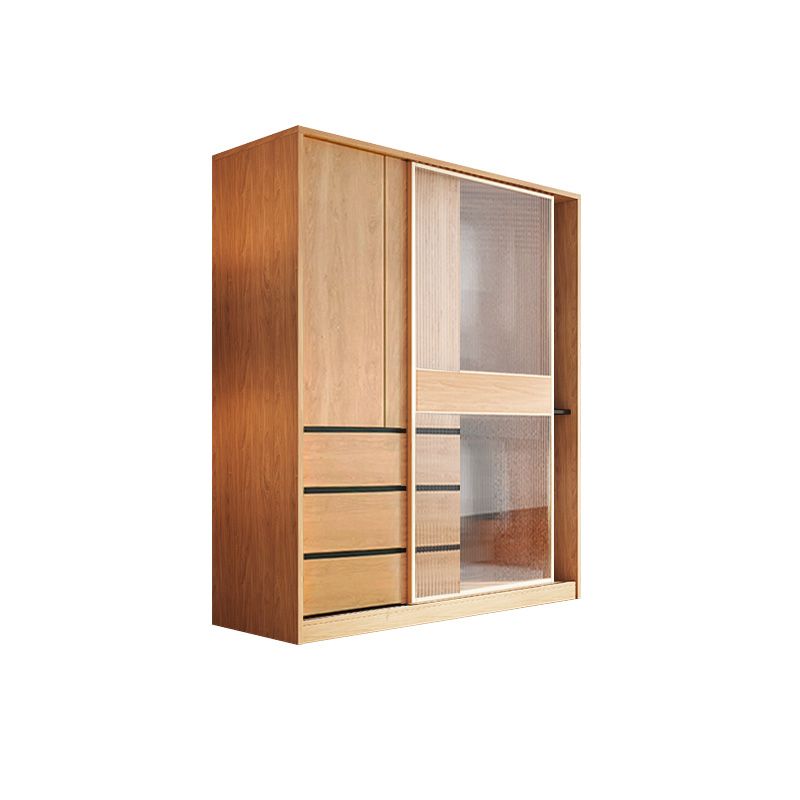 Engineered Wood Wardrobe Armoire with Drawer Modern Wardrobe Closet