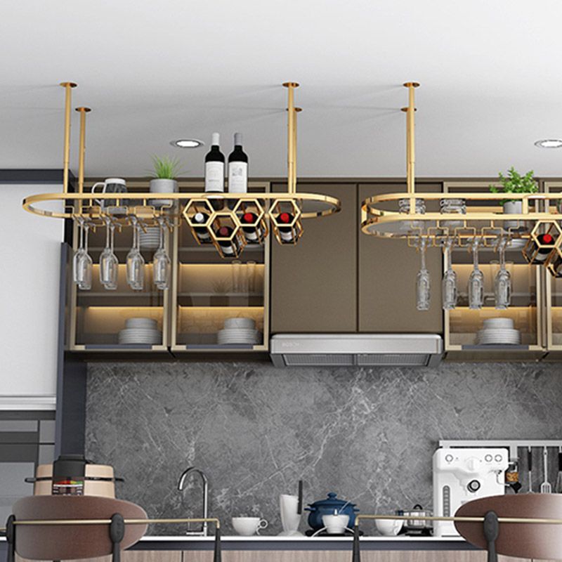 Glam Hanging Wine Rack Metal Wine Bottle & Glass Rack for Living Room Clearhalo 'furn' 'furn_wine_racks' 'Furniture' 'Kitchen & Dining Furniture' 'Wine Racks' 'wine_racks' 1200x1200_9ea606ee-a3d1-471d-82f1-260944b1f2bd