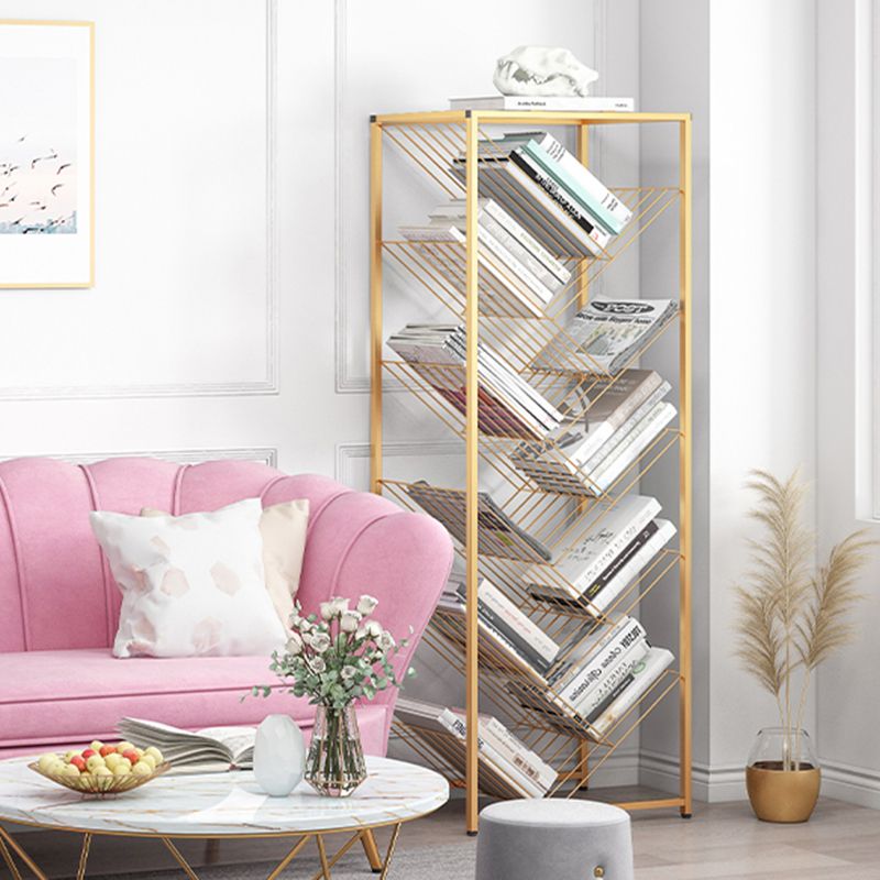 Metal Vertical Geometric Bookcase Contemporary Style Closed Back Shelf Clearhalo 'Bookcases' 'furn' 'furn_bookcases' 'Furniture' 'Office Furniture' 1200x1200_9ea7f647-d117-4752-a787-8ebb77d42cb3