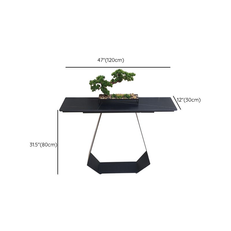 Rectangle Shape Contemporary Console Table Black Stone Console Sofa Table