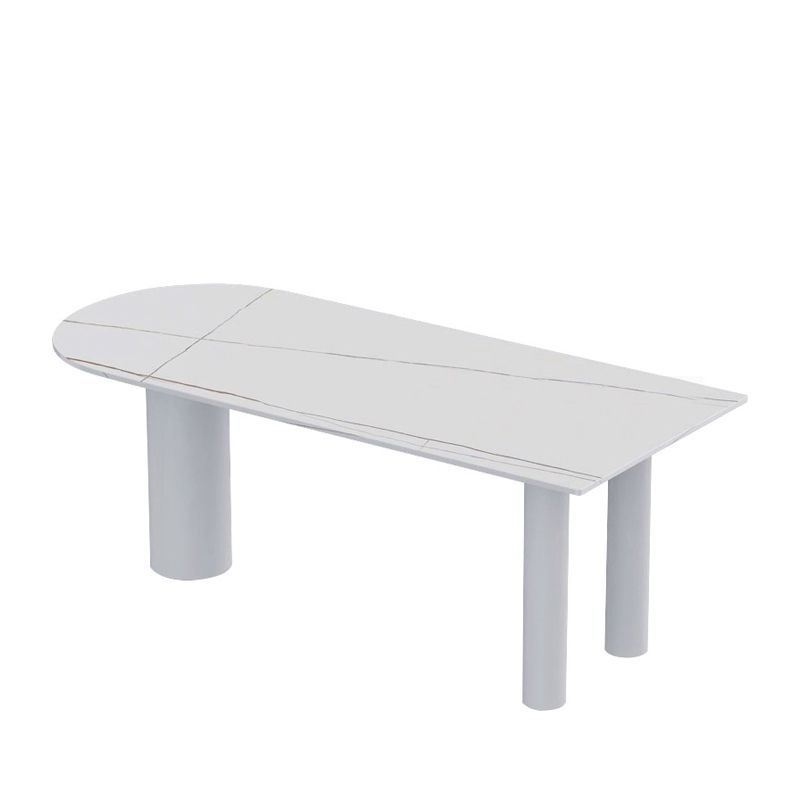 Modern Stone Top Oval Dinette Table Wood Tripod Base Dining Table in White Clearhalo 'Dining Tables & Seating' 'Dining Tables' 'dining_table' 'furn' 'furn_dining_table' 'Furniture' 'furniture_dining_table' 'Kitchen & Dining Furniture' 'kitchen' 'kitchen_dining_table' 1200x1200_9ea9bd0a-3860-431c-b7b2-d3cb40ace7cc