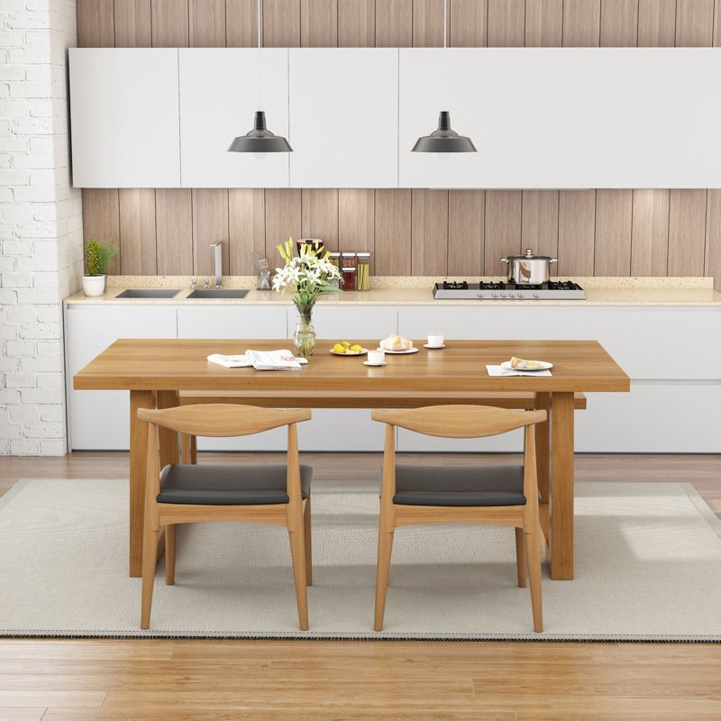 Wooden Dining Room Set Standard Height with Double Pedestal Base Table Set (bench not included) Clearhalo 'Dining Room Sets' 'Dining Tables & Seating' 'dining_room_set' 'furn' 'furn_dining_room_set' 'Furniture' 'furniture_dining_room_set' 'Kitchen & Dining Furniture' 'kitchen&dining_furn' 'kitchen' 1200x1200_9ea9fa2a-67a1-40bc-bfab-72abc90efbca