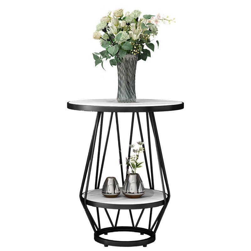 Modern Round Side Table 24.4-inch Gold/Black Metal Frame End Table Clearhalo 'Coffee & Accent Tables' 'End & Side Tables' 'end_side_tables' 'furn' 'furn_end_side_tables' 'Furniture' 'Living Room Furniture' 1200x1200_9eaa0e9b-67b8-4e73-9172-ca5f07b77c9e