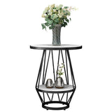 Modern Round Side Table 24.4-inch Gold/Black Metal Frame End Table Clearhalo 'Coffee & Accent Tables' 'End & Side Tables' 'end_side_tables' 'furn' 'furn_end_side_tables' 'Furniture' 'Living Room Furniture' 1200x1200_9eaa0e9b-67b8-4e73-9172-ca5f07b77c9e