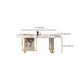 Glam Rectangle Stone Dining Table Metal Bases for Living Room