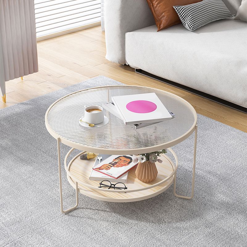 Tavolino moderno a tavolino singolo in vetro con scaffale