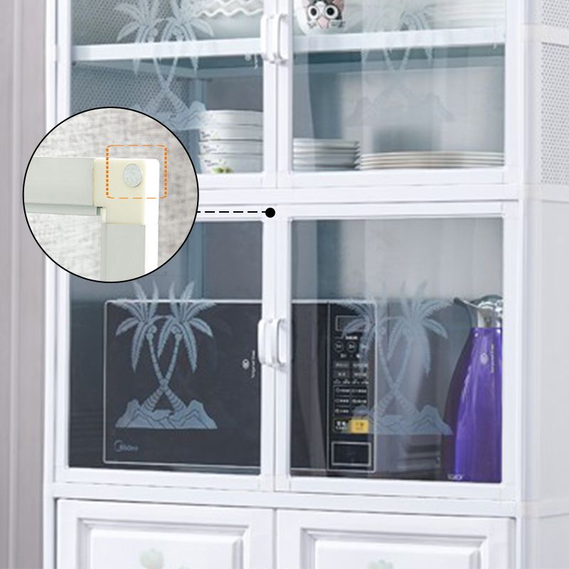 Glass Buffet Server Contemporary Style White Metal Frame Kitchen Server Clearhalo 'buffet_sideboard' 'Buffets & Sideboards' 'furn' 'furn_buffet_sideboard' 'Furniture' 'Kitchen & Dining Furniture' 1200x1200_9eaf239f-8e9e-4c2a-a296-e94588194bf4