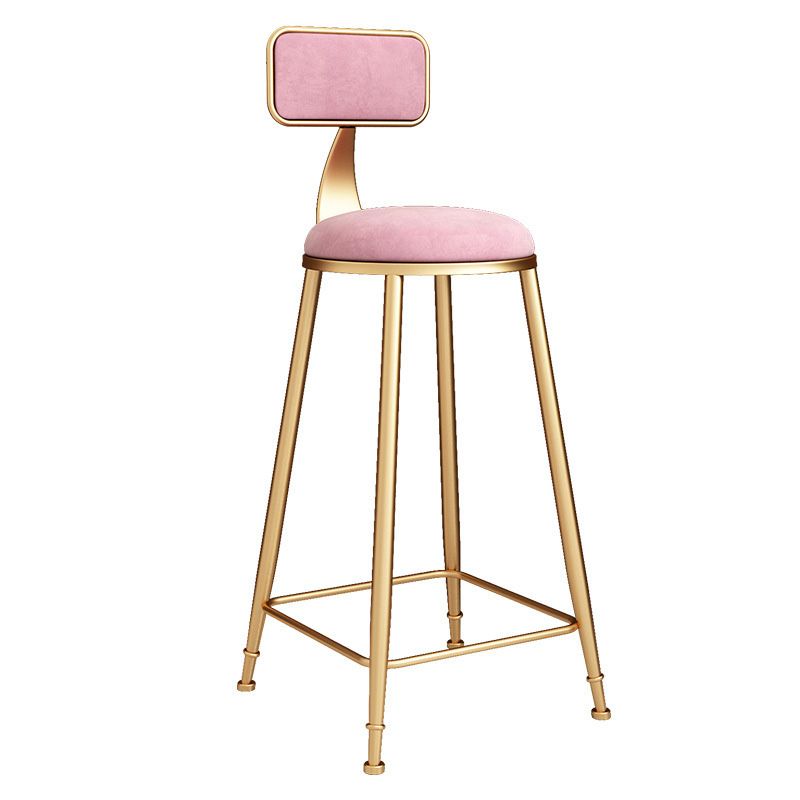 Glam Round Upholstered Counter Stool Low Back Stool with Gold Frame Clearhalo 'Bar Furniture' 'Bar Stools' 'bar_stools' 'furn' 'furn_bar_stools' 'Furniture' 'Kitchen & Dining Furniture' 1200x1200_9eb01c0b-b47f-4851-9f03-c1a96ff72177