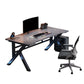 Industrial Freeform Gaming Desk Antique Finish Computer Desk with Steel Legs
