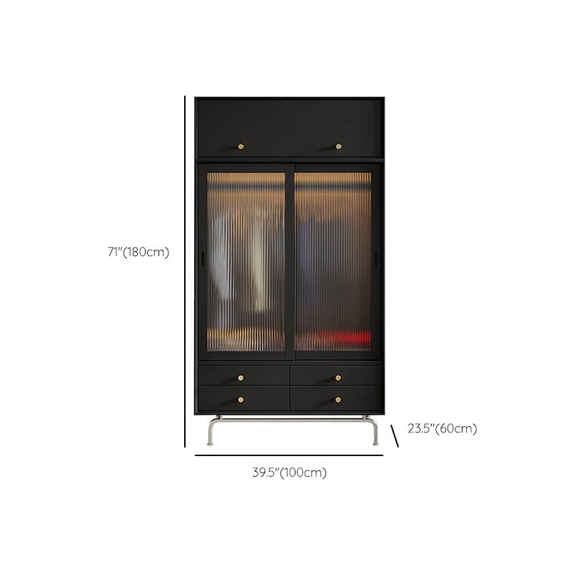 Dennenhout zwart opbergkast moderne kast met glazen deuren