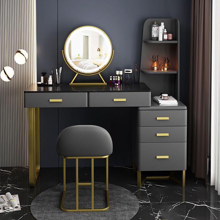 Luxuriöser Stein-Top-Make-up-Waschtischhocker Set 51.18 "H 5-Drawer-Kommode