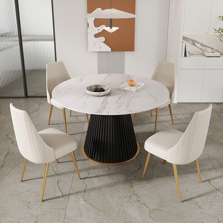 Traditional Luxury Dining Table Round Sintered Stone Table for Home Clearhalo 'Dining Tables & Seating' 'Dining Tables' 'dining_table' 'furn' 'furn_dining_table' 'Furniture' 'Kitchen & Dining Furniture' 1200x1200_9eb2e110-0c02-4bd1-84d7-c36c5a1dc259