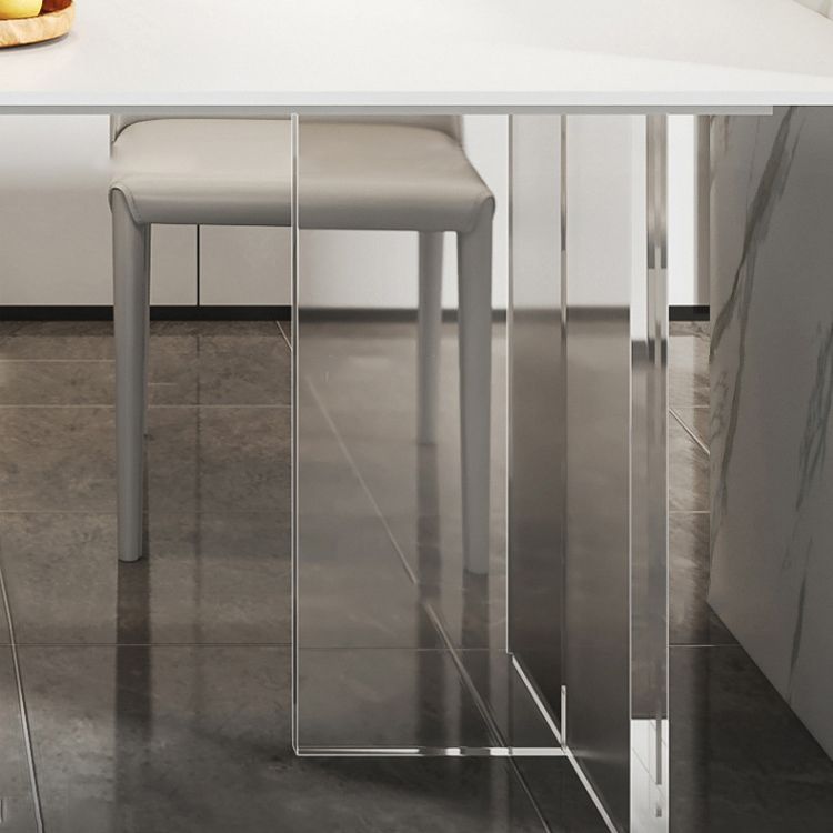 Acrylic Contemporary Rectangular Dining Table Sintered Stone Table with Acrylic base Clearhalo ' dining_table' 'Dining Tables & Seating' 'Dining Tables' 'furn' 'furn_dining_table' 'Furniture' 'furniture_dining_table' 'Kitchen & Dining Furniture' 'kitchen&dining_furn' 'kitchen' 'kitchen_dining_table' 1200x1200_9eb31909-5527-476a-a3d5-3c1659de03f9