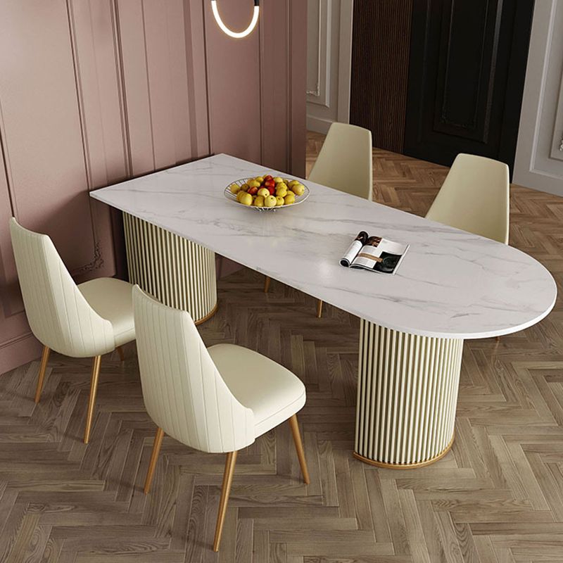 Metal Contemporary Free Form Dining Table Sintered Stone Table for Dining Room and Kitchen Clearhalo ' dining_table' 'Dining Tables & Seating' 'Dining Tables' 'furn' 'furn_dining_table' 'Furniture' 'furniture_dining_table' 'Kitchen & Dining Furniture' 'kitchen&dining_furn' 'kitchen' 'kitchen_dining_table' 1200x1200_9eb40b98-5bcf-43f1-9cbc-e033200648c1