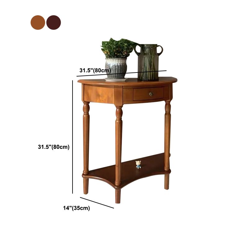 Tavolo da console in legno gommoso Tavolo accento in legno con cassetto e scaffale