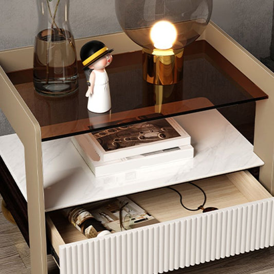 Holz Nachttisch oder Endtisch, 20 "hoher Nachttisch mit Beinen und Schublade