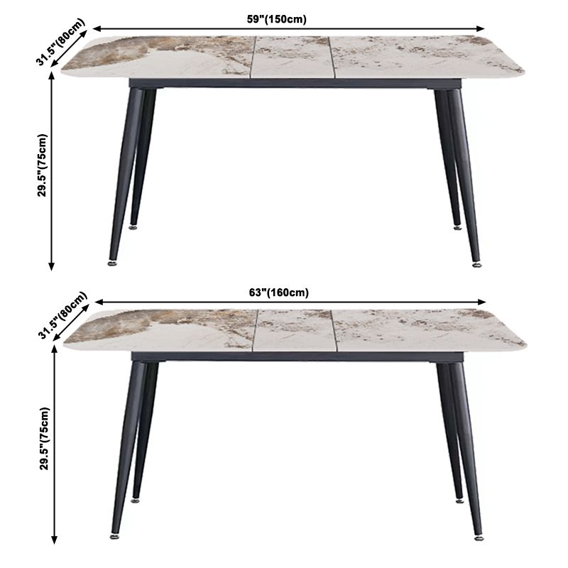Extendable Luxury Dining Table Adjustable Sintered Stone Top Table with 4 Legs Clearhalo ' dining_table' 'Dining Tables & Seating' 'Dining Tables' 'furn' 'furn_dining_table' 'Furniture' 'furniture_dining_table' 'Kitchen & Dining Furniture' 'kitchen&dining_furn' 'kitchen' 'kitchen_dining_table' 1200x1200_9eb9be67-c1f3-4566-bbae-63874460739b
