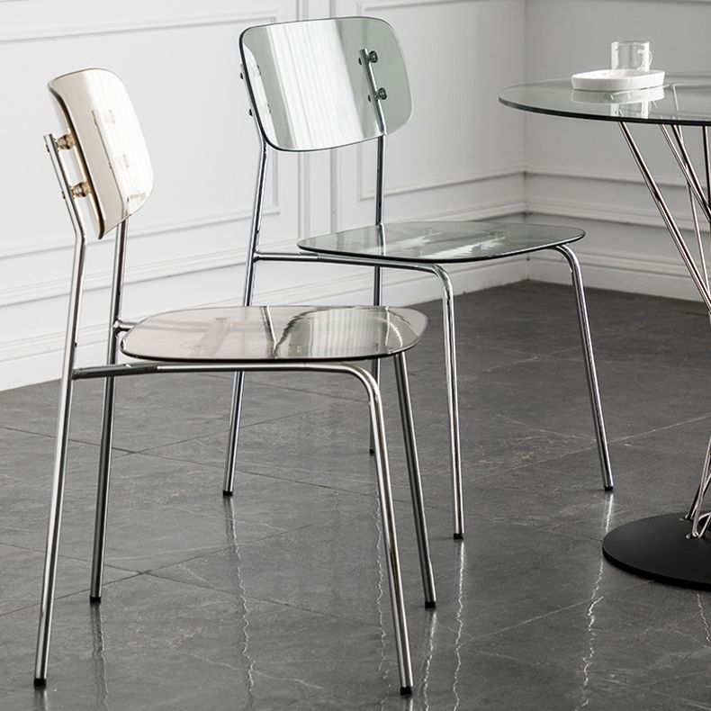 Glam Style Plastic Dining Armless Chairs Stacking Open Back Dining Chair Clearhalo ' kitchen&dining_furn' 'Dining Chairs' 'Dining Tables & Seating' 'dining_chair' 'furn' 'furn_dining_chair' 'Furniture' 'furniture_dining_chair' 'Kitchen & Dining Furniture' 'kitchen' 1200x1200_9eba3fc8-7e30-4c2d-abe2-6c60bbea12a6