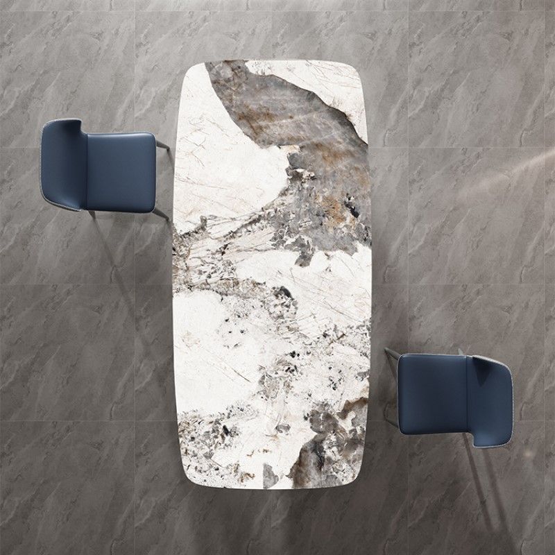 Industrial Double Pedestal Dining Table Rectangle Stone Top Dining Room Table Clearhalo 'Dining Tables & Seating' 'Dining Tables' 'dining_table' 'furn' 'furn_dining_table' 'Furniture' 'Kitchen & Dining Furniture' 1200x1200_9ebae25e-d691-434b-8adc-38478f5be458