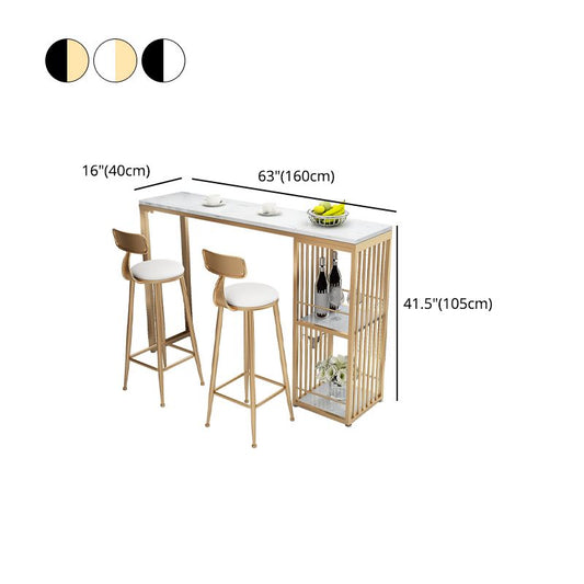 Glam Style Bar Table 42-inch Height Artificial Marble Top Bar Table Clearhalo 'Bar Furniture' 'Bar Tables' 'bar_tables' 'furn' 'furn_bar_tables' 'Furniture' 'furniture_bar_tables' 'Kitchen & Dining Furniture' 1200x1200_9ebbcd92-db87-474f-bd8c-47b3b20b3d27