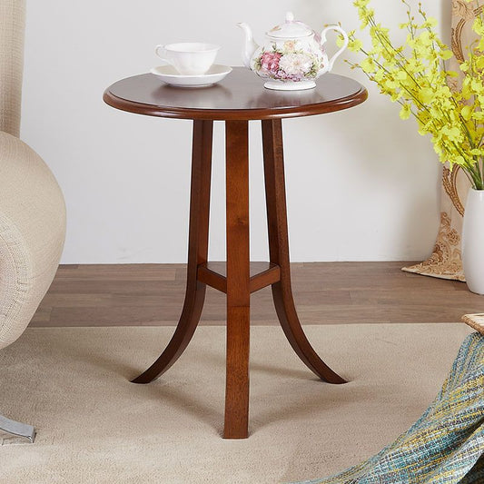 Modern Wooden 3 Leg Base Brown/White Round Coffee Table End Table