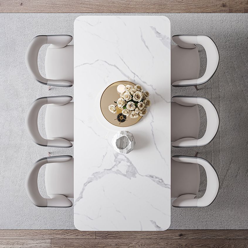 デザイナースタイルの焼結石トップダイニングセット長方形1/4/6/7ピースダイニングテーブルセット