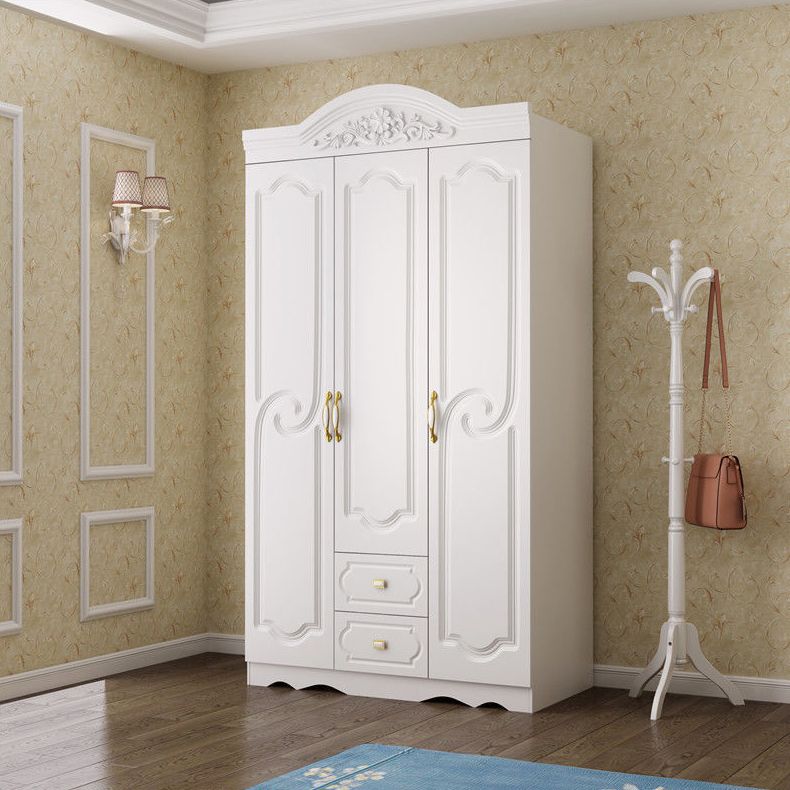 White Colour Wooden Wardrobe 2-Drawer Soft Close Door Wardrobe Closet Clearhalo 'Armoires & Wardrobes' 'armoires_wardrobes' 'Bedroom Furniture' 'furn' 'furn_armoires_wardrobes' 'Furniture' 1200x1200_9ebe2508-a833-4ce9-ad5a-da8e92fe527a
