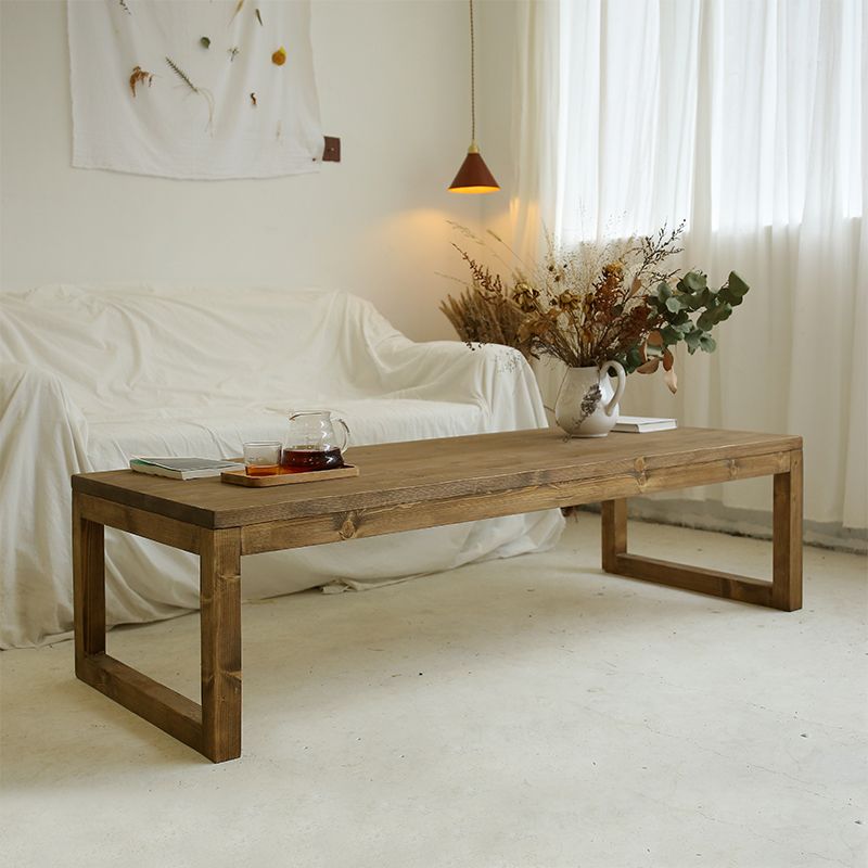 15"H Contemporary Coffee Table Solid Wood Coffee Cocktail Table
