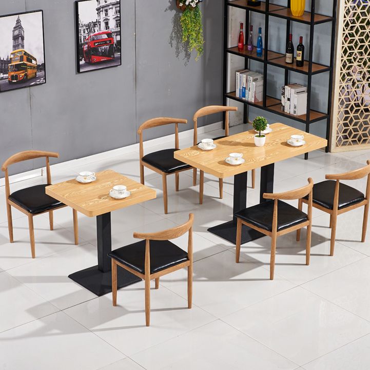 Industrial Wooden Table for Restaurant Dining Table with Pedestal Base in Black Clearhalo 'Dining Tables & Seating' 'Dining Tables' 'dining_table' 'furn' 'furn_dining_table' 'Furniture' 'furniture_dining_table' 'Kitchen & Dining Furniture' 'kitchen' 'kitchen_dining_table' 1200x1200_9ec0050e-0516-4013-ba17-e9f0f9ae4a46