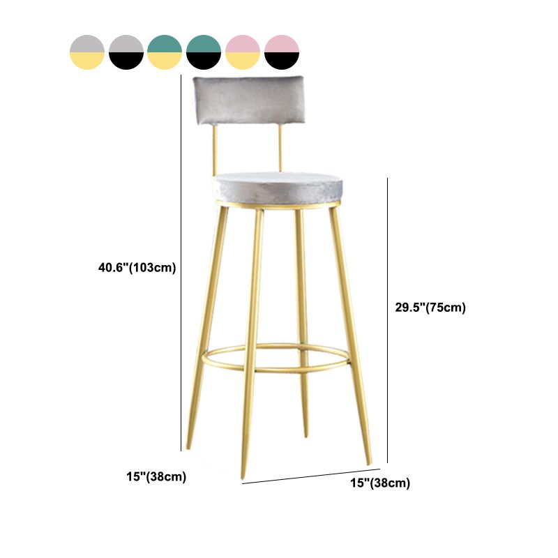 Industrial Metal Footrest Bar Chair Round Upholstered Bar Stool Clearhalo 'Bar Furniture' 'Bar Stools' 'bar_stools' 'furn' 'furn_bar_stools' 'Furniture' 'Kitchen & Dining Furniture' 1200x1200_9ec096c0-c588-4d4f-bbee-53ab7db4d812
