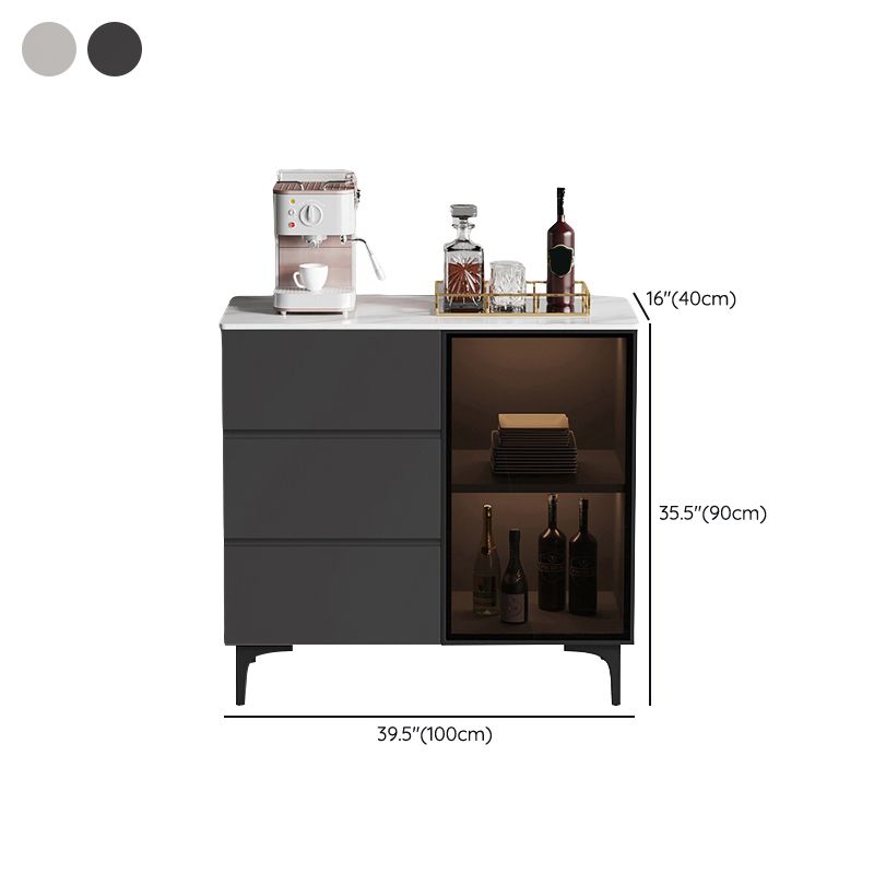 Gabinete moderno de madera de madera de ingeniería 35.4 "H Credenza con luces LED