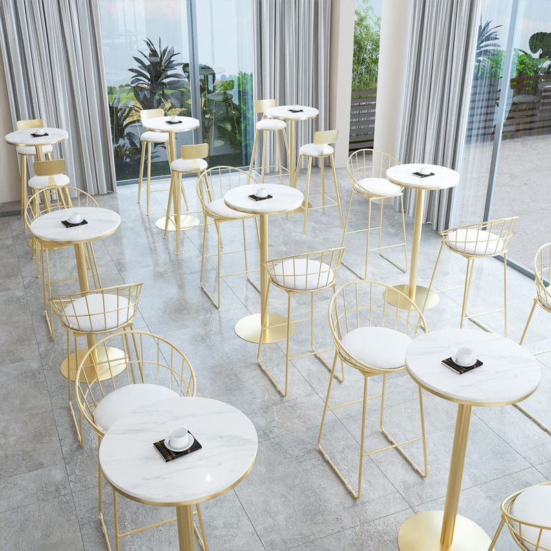 Glam Style Bar Table Set 1/2/3 Pieces Bar Table with Metal Stools Clearhalo 'Bar Furniture' 'furn' 'furn_home_bar_bar_sets' 'Furniture' 'Home Bars & Bar Sets' 'home_bar_bar_sets' 'Kitchen & Dining Furniture' 1200x1200_9ec38370-8df2-408b-ba28-432dd2b96813