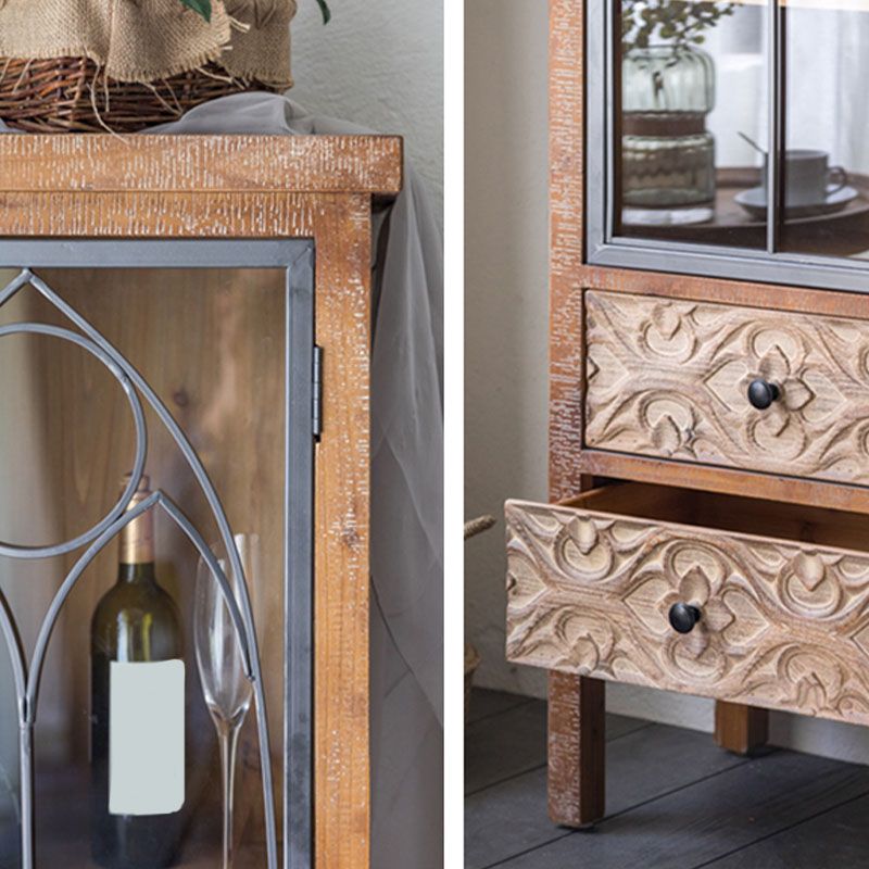 Tradizionale in legno in legno in legno portainteri di stoccaggio in vetro per sala da pranzo