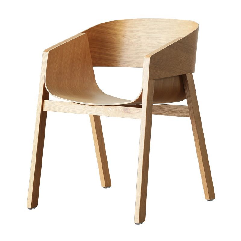 Traditional Wood Dining Arm Chairs Open Back Dining Side Chair for Restaurant Use