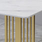 Glam Stone Dining Table Rectangle Iron Table with Golden Double Pedestal Table Clearhalo 'Dining Tables & Seating' 'Dining Tables' 'dining_table' 'furn' 'furn_dining_table' 'Furniture' 'furniture_dining_table' 'Kitchen & Dining Furniture' 'kitchen' 'kitchen_dining_table' 1200x1200_9ec5f887-40ad-4283-bde8-a99bdadcd308