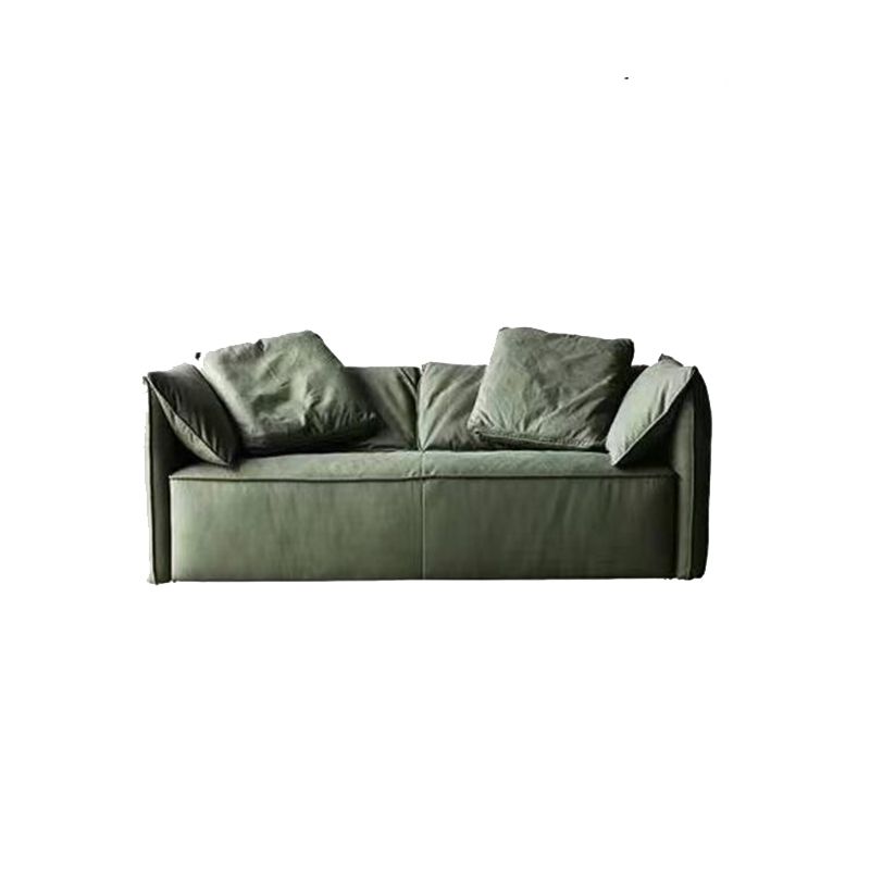 Living Room Faux Leather Settee Green Slipcovered Sofa with Pillow Top Arm Clearhalo 'furn' 'furn_sofas' 'Furniture' 'furniture_sofas' 'Living Room Furniture' 'Sofa' 'sofas' 1200x1200_9ecb7a39-0edc-4203-a495-34219009562c
