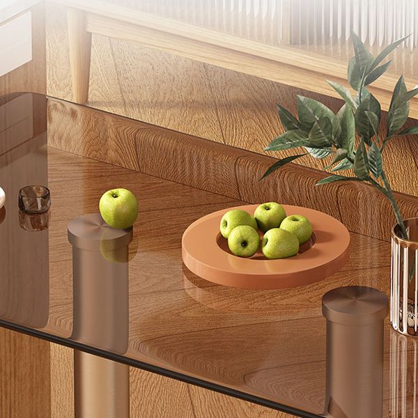 Modern Glass Desktop Geometric Dining Table Metal Base for Dining Room Clearhalo 'Dining Tables & Seating' 'Dining Tables' 'dining_table' 'furn' 'furn_dining_table' 'Furniture' 'Kitchen & Dining Furniture' 1200x1200_9ecc0e59-0d4d-4de2-ac25-bffc95d9ab87