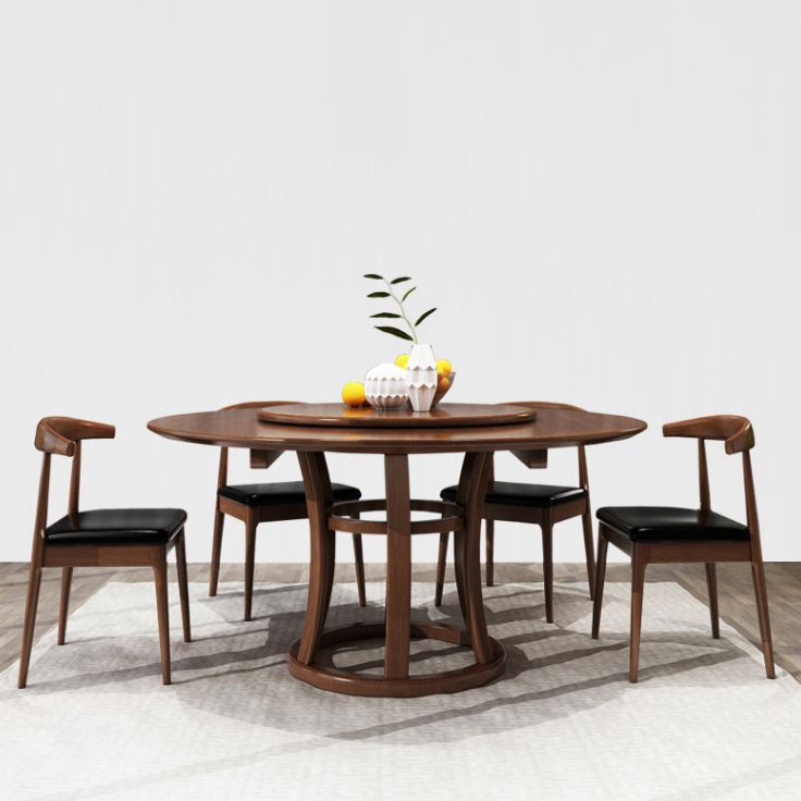 Round Pedestal Wood Color Table Simplicity Table with Turntable Clearhalo ' dining_table' 'Dining Tables & Seating' 'Dining Tables' 'furn' 'furn_dining_table' 'Furniture' 'furniture_dining_table' 'Kitchen & Dining Furniture' 'kitchen&dining_furn' 'kitchen' 'kitchen_dining_table' 1200x1200_9ecc6ce2-504b-43eb-8d2a-ddf6b5c72f76