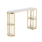 Stone Bar Dining Table Glam Bar Table with Double Pedestal for Dining Room Porch Clearhalo 'Bar Furniture' 'Bar Tables' 'bar_tables' 'furn' 'furn_bar_tables' 'Furniture' 'furniture_bar_tables' 'Kitchen & Dining Furniture' 1200x1200_9ecc87f0-8ad7-402b-9919-02c341314320