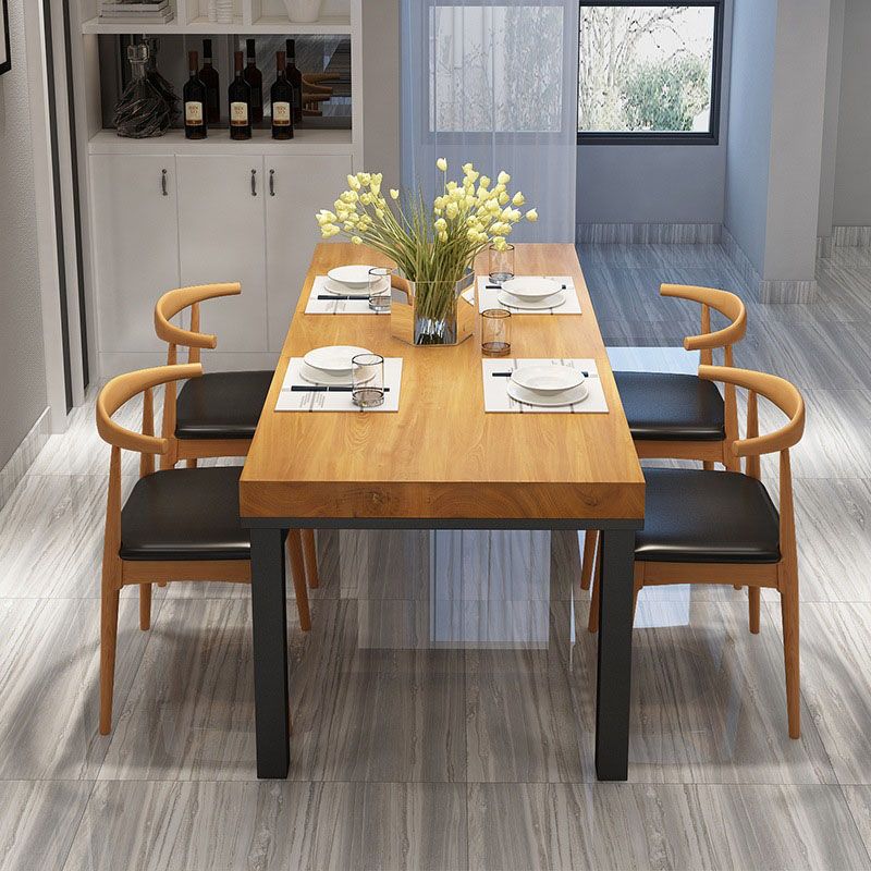 Pine Wood Top Dining Table Industrial Table with 4 Legs in Black Clearhalo 'Dining Tables & Seating' 'Dining Tables' 'dining_table' 'furn' 'furn_dining_table' 'Furniture' 'furniture_dining_table' 'Kitchen & Dining Furniture' 'kitchen' 'kitchen_dining_table' 1200x1200_9ece2eb6-3618-4a62-b4ac-e2a1e07ef4bf