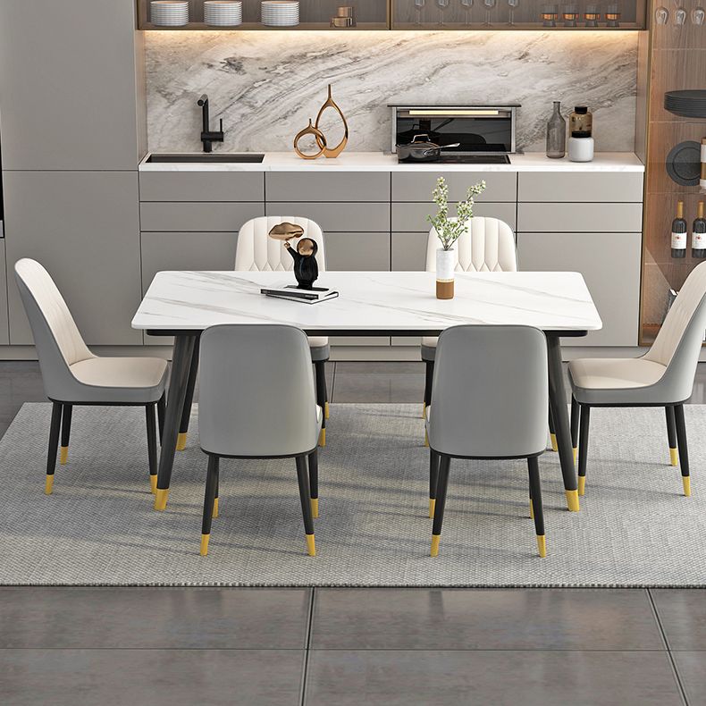 Rectangle Industrial Sintered Stone Dining Table 4 Legs Base Table for Home Clearhalo ' dining_table' 'Dining Tables & Seating' 'Dining Tables' 'furn' 'furn_dining_table' 'Furniture' 'furniture_dining_table' 'Kitchen & Dining Furniture' 'kitchen&dining_furn' 'kitchen' 'kitchen_dining_table' 1200x1200_9ecf60a0-8155-4492-8c13-4d1449fa3308
