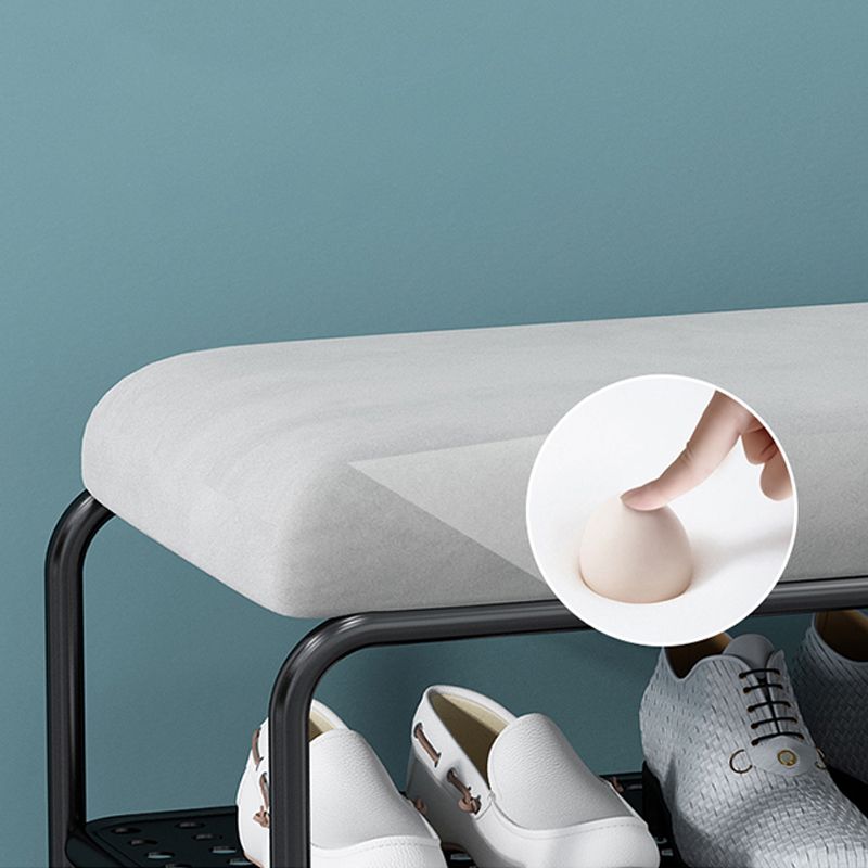 Modern Metal Entryway Bench Cushioned Rectangle Shoe Storage Seating Bench Clearhalo 'Benches' 'Chairs & Seating' 'furn' 'furn_benches' 'Furniture' 'Living Room Furniture' 1200x1200_9ed0fcc5-93ef-4d56-9369-6aaf106e9291